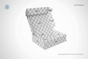Angled mailing box mockup with open lid for branding and packaging design