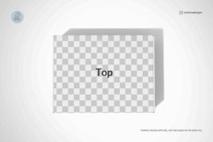 Angled flat-lay mailing box mockup showcasing editable surface
