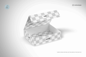 Rectangular magnetic gift box mockup front top composition