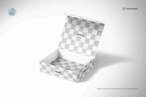 Rectangular magnetic gift box mockup angled top shot