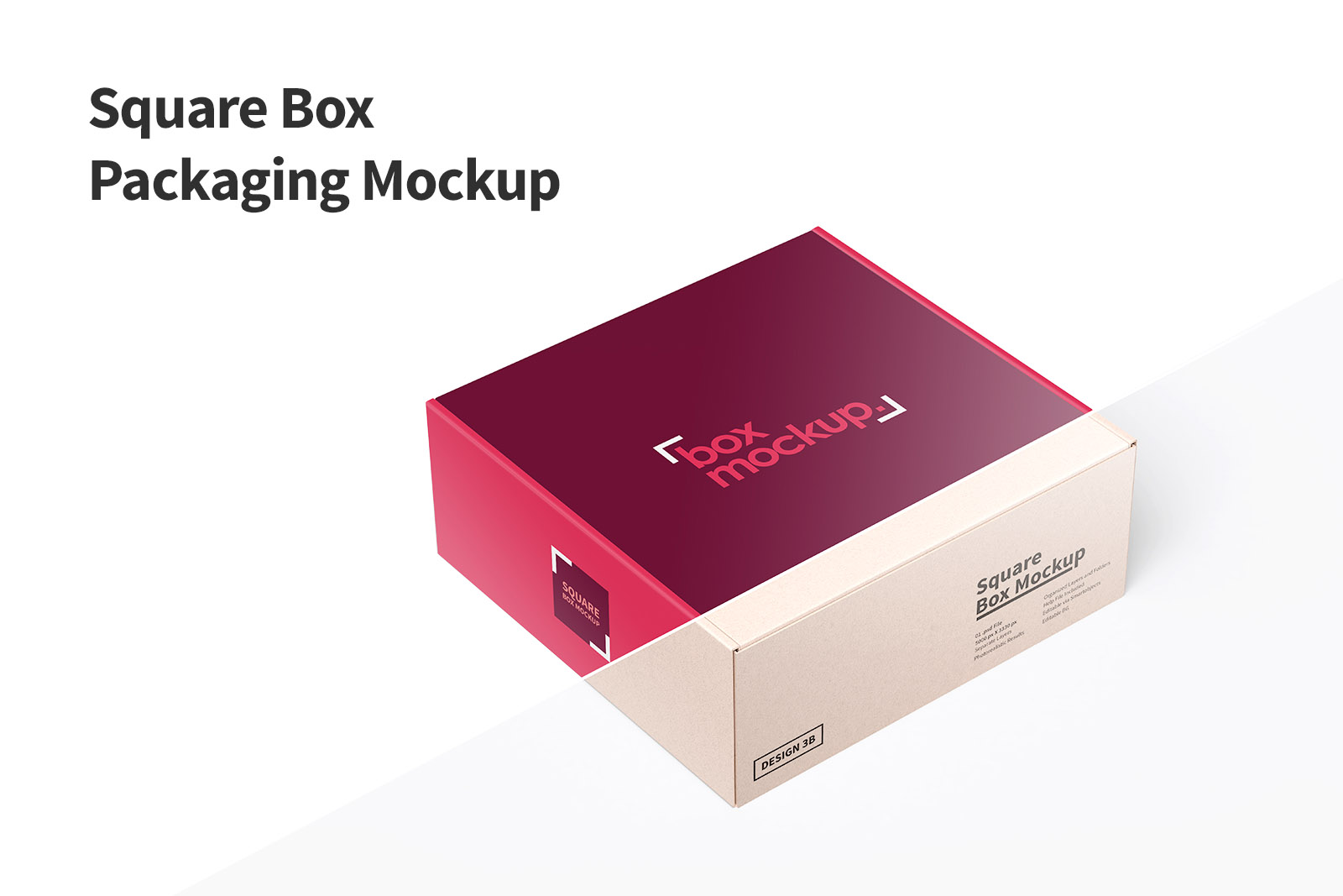 Square Card board and plain paper Box Packaging Mockup