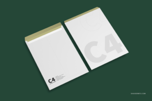 C4 envelope mockup open view