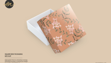 Square Box Packaging Mockup