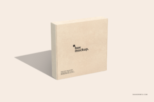 craft paper square mailing box packaging mockup
