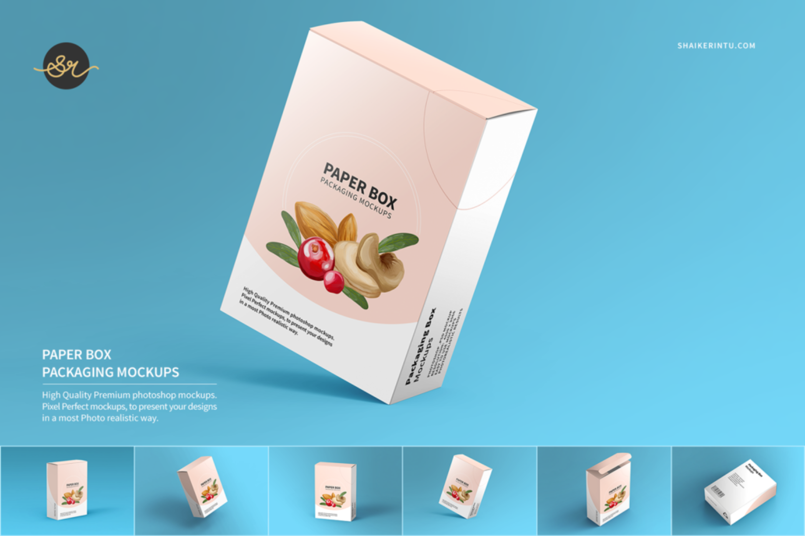 Paper box packaging mockups