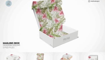 Top-view mailing box mockup with open lid, ideal for custom packaging design