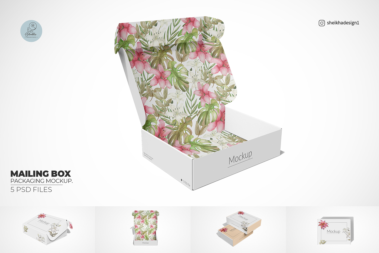 Top-view mailing box mockup with open lid, ideal for custom packaging design