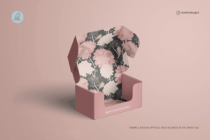 Open front tuck mailing box mockup with floral pattern inside