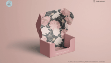 Open front tuck mailing box mockup with floral pattern inside