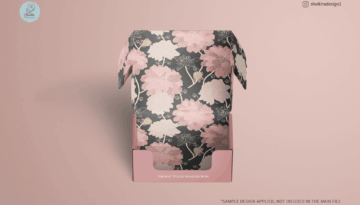 Top view open mailing box mockup with floral inner design
