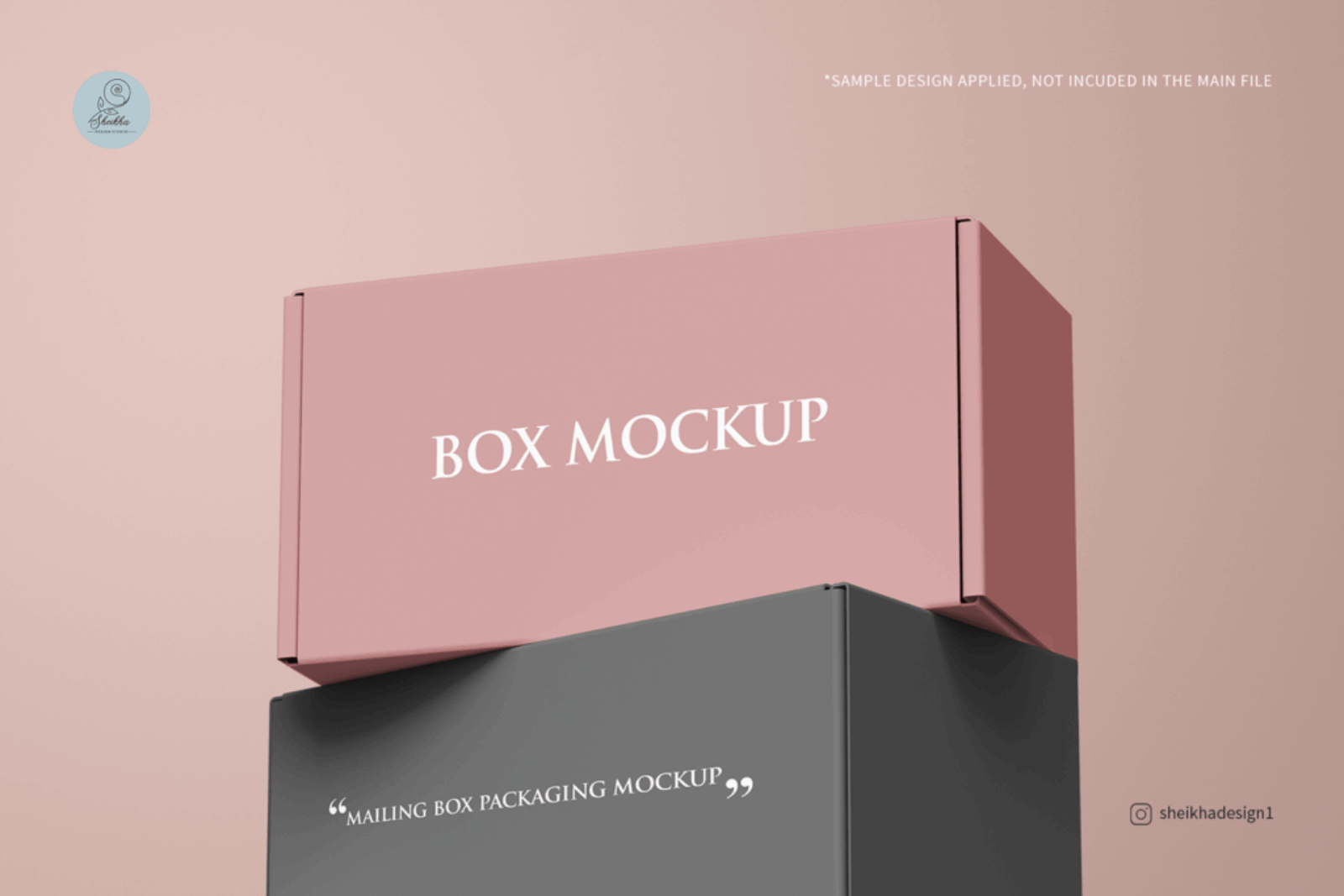 Stacked mailing box mockup with realistic packaging design
