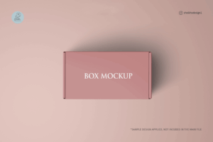 Top view mailing box mockup with realistic packaging design