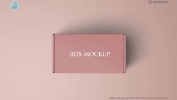 Top view mailing box mockup with realistic packaging design