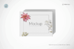 Flat-lay mailing box mockup in top view for branding designs
