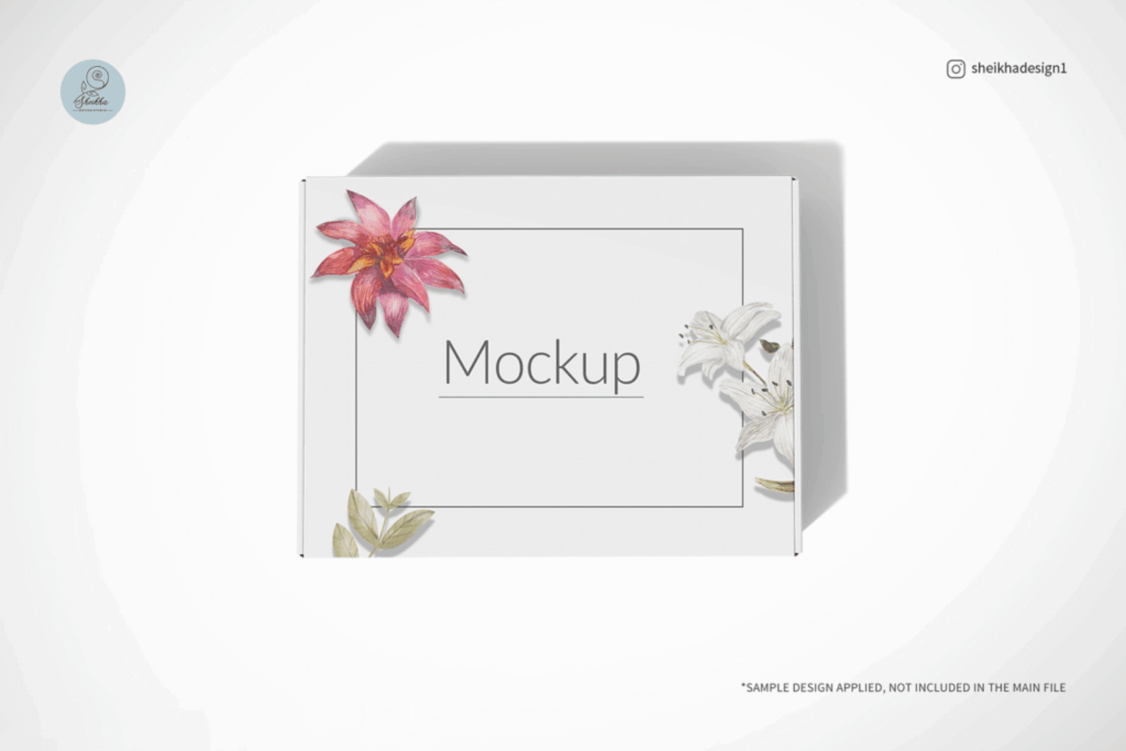 Flat-lay mailing box mockup in top view for branding designs