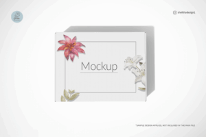 Flat-lay mailing box mockup in top view for branding designs