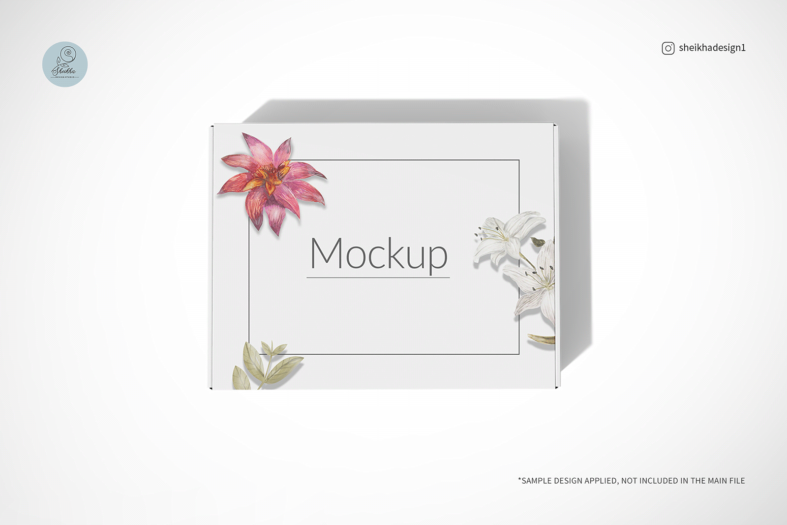Flat-lay mailing box mockup in top view for branding designs
