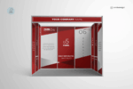 Octanorm front-view booth mockup with full panel branding