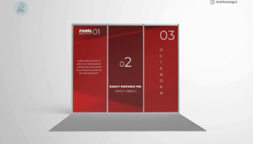 Octanorm three-panel wall mockup for exhibition booth design