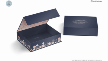 Magnetic gift box mockup top view with closed lid