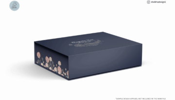 Floating rectangular magnetic box mockup isolated on white background