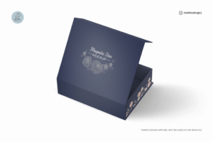 Open magnetic gift box mockup with inner design area visible