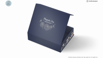 Open magnetic gift box mockup with inner design area visible