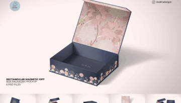 Collection of rectangular magnetic gift box mockups